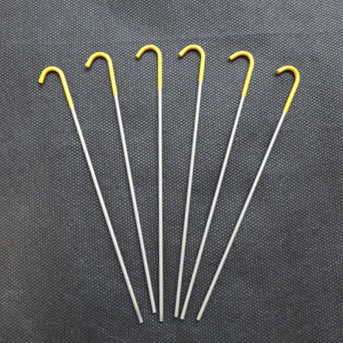Pack of 10 Yellow Hook NEW 150mm x 3mm - 5g each Superlite Titanium Tent Pegs