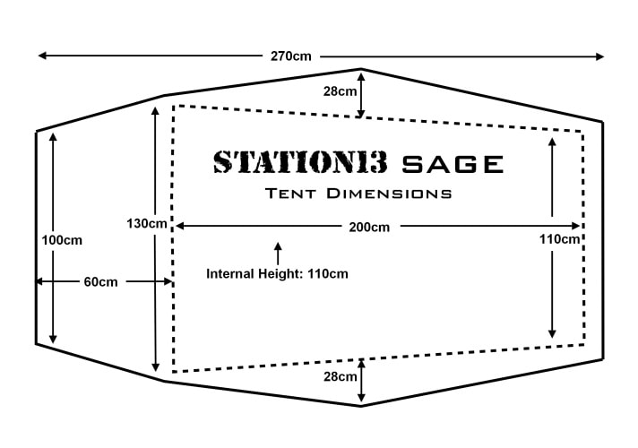 Station 13 Sage Lightweight Backpacking Tent Dimensions
