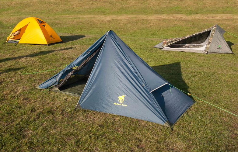 Three lightweight backpacking tents