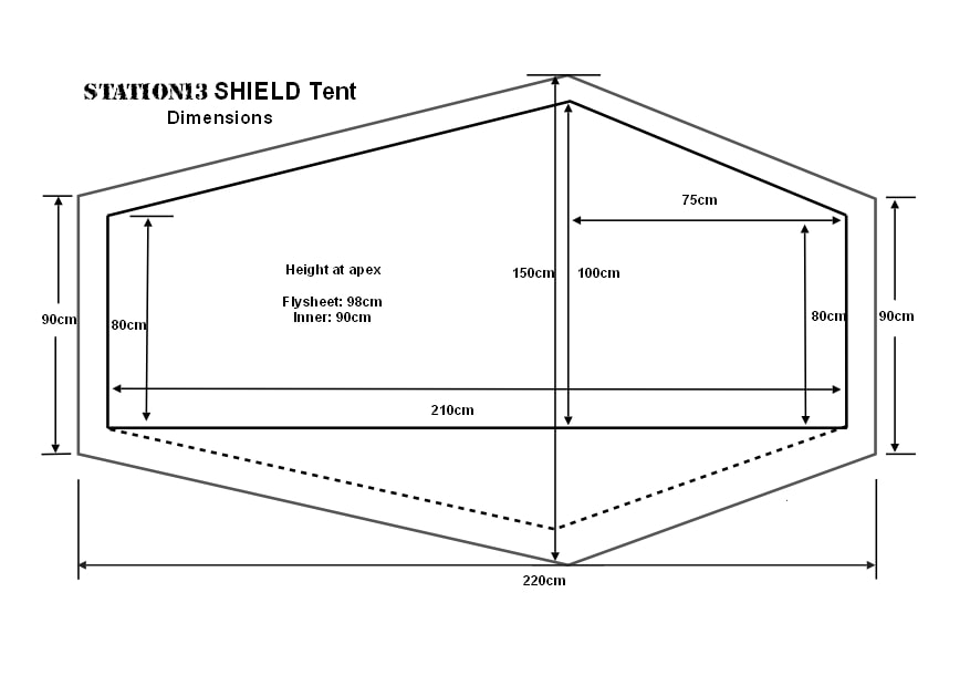 STATION13 Shield Backpacking Tent Dimensions
