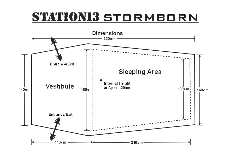 STATION13 STORMBORN Tent Dimensions